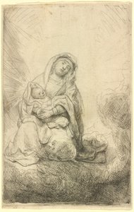 Virgin and Child in the Clouds by Rembrandt van Rijn