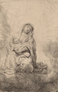 Virgin and Child in the Clouds, 1641 by Rembrandt van Rijn
