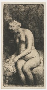 Woman Bathing her Feet in a Brook by Rembrandt van Rijn