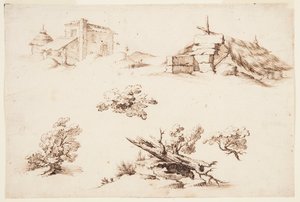 Sketches of Buildings and Trees by Remigio Cantagallina