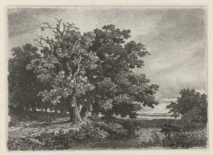 Trees by a Pond with a Boat by Remigius Adrianus Haanen