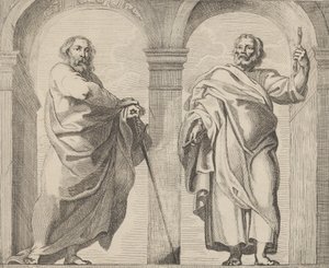 Saints Peter and Paul in a vestibule by Remoldus Eynhoudts