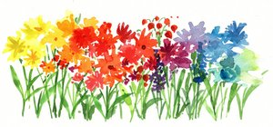 Rainbow Garden Flowers by Renate Holzner