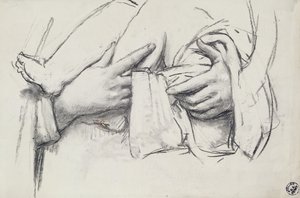 Study of the hand for Our Lady of Morienval in Oise, France by René François Xavier Prinet