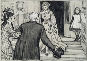 The visit, illustration from La Jeune Fille Bien Elevee by Rene Boylesve by René François Xavier Prinet