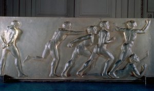 Athletes panel in glass by Rene Jules Lalique