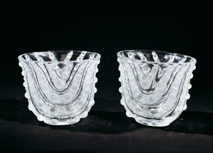 Glass vases, ca 1930, by Rene Lalique by Rene Jules Lalique