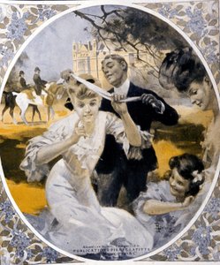 Garden games: preparation of a game of hake mesh, beginning of the century. Illustration by Rene Lelong (1871-1933) by Rene Lelong