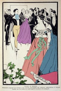 Representation of Beau Brummell (George Bryan Brummell) (1778-1840) During a Worldly Reception. Illustration by Rene Vincent (1879-1936) by Rene Vincent