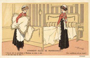 Two Maids Changing Bed Clothes by Rene Vincent