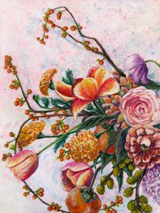 Vibrant Autumn Bouquet by Renee Machan Cottagecore Artist