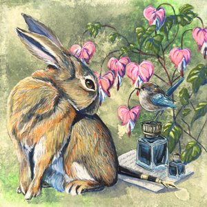 Whimsical Rabbit and Bird