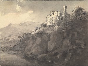 Landscape with a Castle on a Hill at Right by Rev. William Gilpin