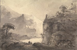 Rocky Landscape with Two Figures on a Path in the Center by Rev. William Gilpin
