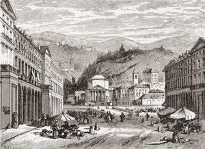 A Street in Turin, Italy in the Late 19th Century. From Italian Pictures by Rev. Samuel Manning, Published c.1890.