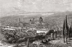 A View of Florence, Tuscany, Italy from the Terrace of San Miniato, in the Late 19th Century. From Italian Pictures by Rev. Samuel Manning, Published c.1890.