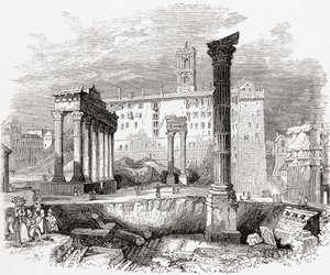 In The Forum, Looking Towards the Capitol, Rome, Italy in the Late 19th Century. From Italian Pictures by Rev. Samuel Manning, Published c.1890. by Reverend Samuel Manning