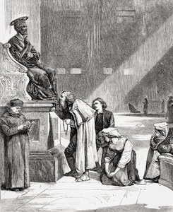 People Kissing the Feet of the Statue of Saint Peter Inside Saint Peter