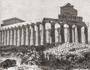 Temple at Paestum, Italy in the Late 19th Century by Reverend Samuel Manning