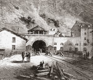 The Fréjus Rail Tunnel also Called The Mont Cenis Tunnel, European Alps, from the Italian Side in the Late 19th Century. From Italian Pictures by Rev. Samuel Manning, Published c.1890.