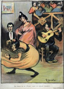 The Dance of the Hen in a Spanish Cabaret - drawing by R. Canals in Le Rire de 1898 by Ricardo Canals y Llambi