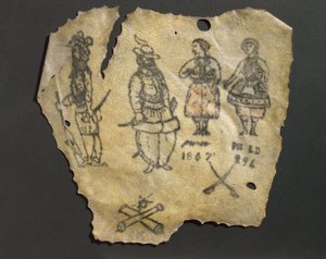 Human Skin Tattooed with Figures, Probably French