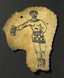 Human Skin Tattooed with Male Figure in Skirt, Probably French