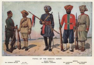 Soldiers of the Indian army by Richard (after) Simkin