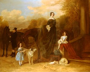 A Family with their Hunters and Dogs Outside a Manor, 1841 by Richard Ansdell