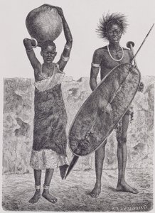 Shillook Warrior and Girl, engraved by Jahrmargt, from 