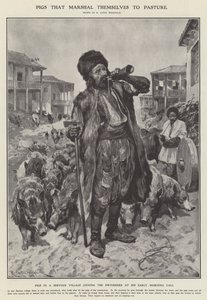 Pigs that Marshal Themselves to Pasture by Richard Caton II (after) Woodville