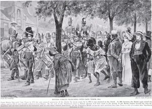 British forces marching into Cape Town, illustration from 
