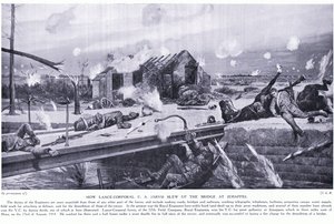 How Lance Corporal C.A. Jarvis Blew Up a Bridge at Jemappes near Mons and Won the VC, August 1914 by Richard Caton Woodville junior