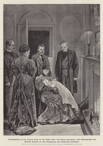 Presentation of our Future King to the Right Honourable the Home Secretary, who represented the British Empire on this Auspicious and Historical Occasion by Richard Caton Woodville junior