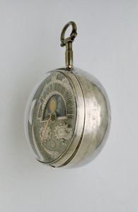 Side view of a pair-cased verge watch, c.1685 by Richard Colston