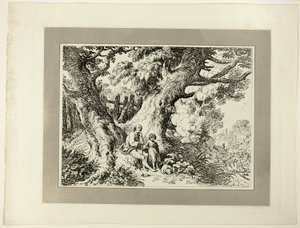 Old Trees with Old Man, a Girl, and a Dog by Richard Corbould