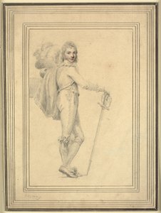 Full-length Portrait of a Gentleman with Sword in One Hand and a Plumed Hat in the Other by Richard Cosway