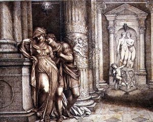 Two Lovers encouraged by Cupid by Richard Cosway