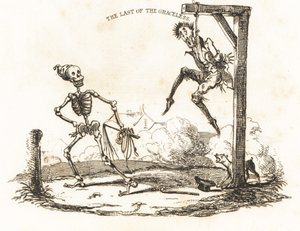 Vignette of a Skeleton and a Man Hanging from a Gibbet by Richard Dagley