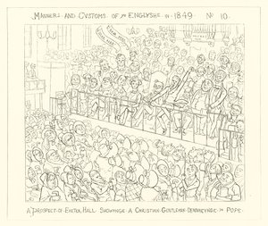 A Prospect of Exeter Hall Showing a Christian Gentleman Denouncing the Pope by Richard Doyle