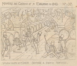 The Wine Vaults at the Docks, Showing a Party Tasting by Richard Doyle