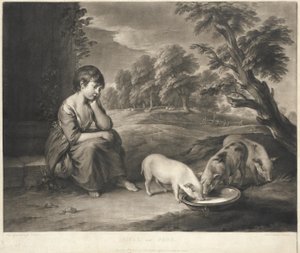 Girl and Pigs by Richard Earlom