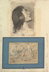 Leaf from Aedes Walpolianae Mounted with a Print and a Drawing by Richard Earlom