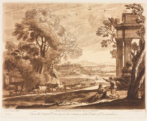A Landscape, with Cattle, and the Angel Comforting Hagar by Richard Earlom