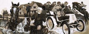A Noisy New Motor Car Frightening Villagers and Their Horses by Richard Hook