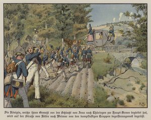 Prussian Soldiers Greeting Queen Louise of Prussia as She Passes Them on the Road from Kosen to Weimar
