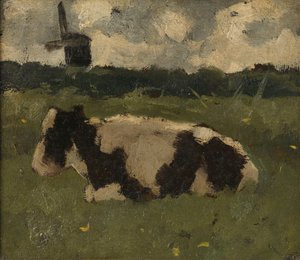 Resting Cow with a Mill by Richard Nicolaüs Roland Holst