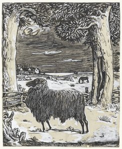 Sheep in a Landscape with Two Trees