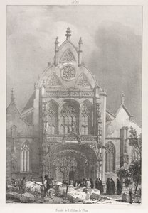 Picturesque and Romantic Trips in Old France, Franche-Comté: Front of the Church at Brou, 1825