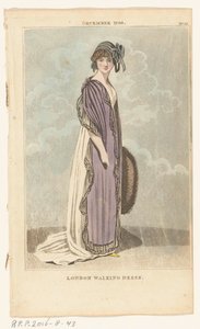Magazine of Female Fashions of London and Paris, No.22, December 1799. London Walking Dress by Richard Phillips